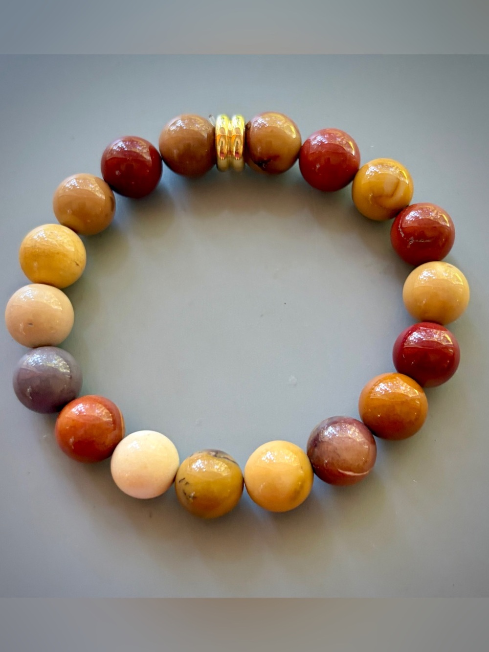 Natural Mookite Jasper Handcrafted Bead Bracelet